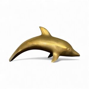 Mid-Century Brass Dolphin | Coastal Boho Accent